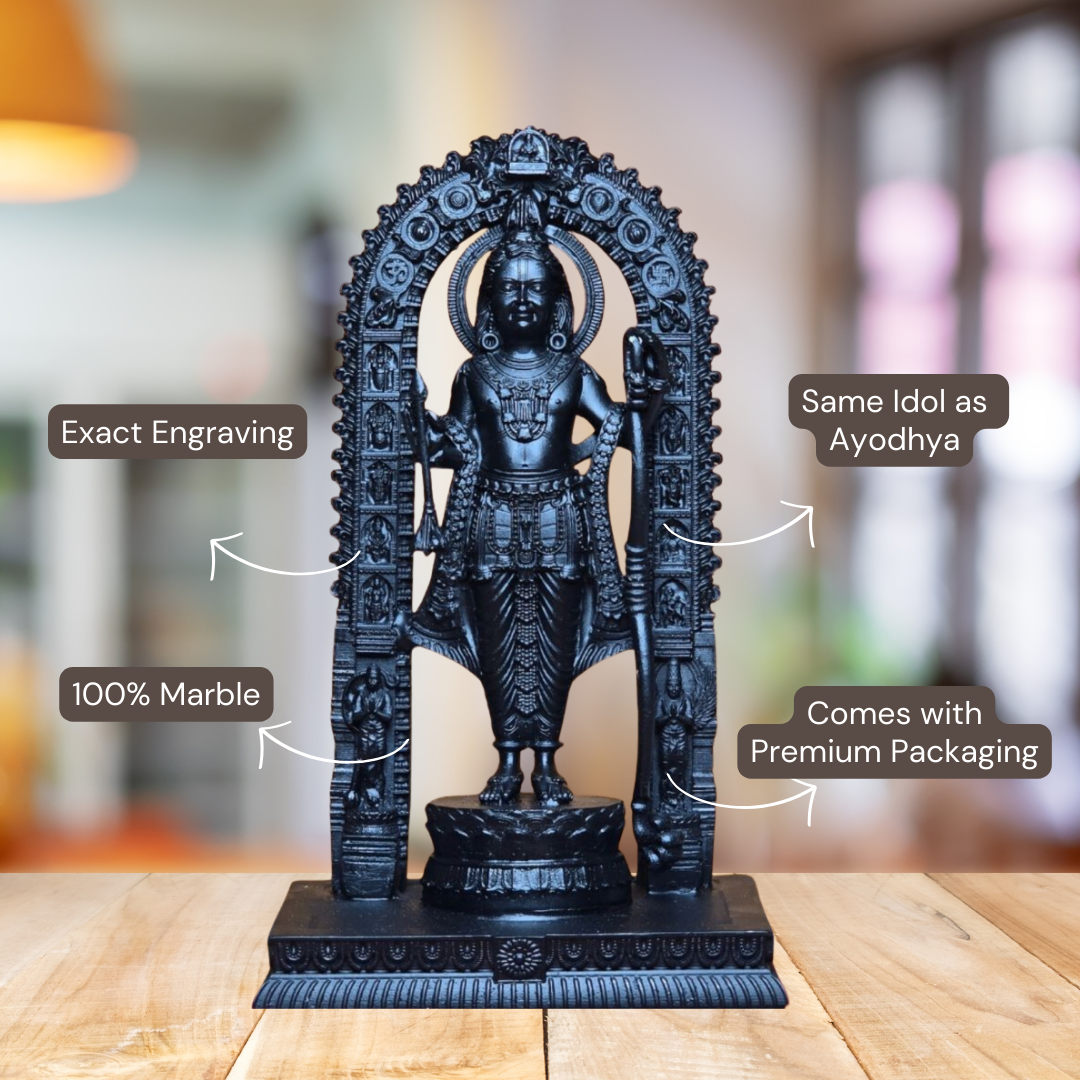 Shri Ram Lalla 3D Murti For Pooja, Home (100% Marble Dust)