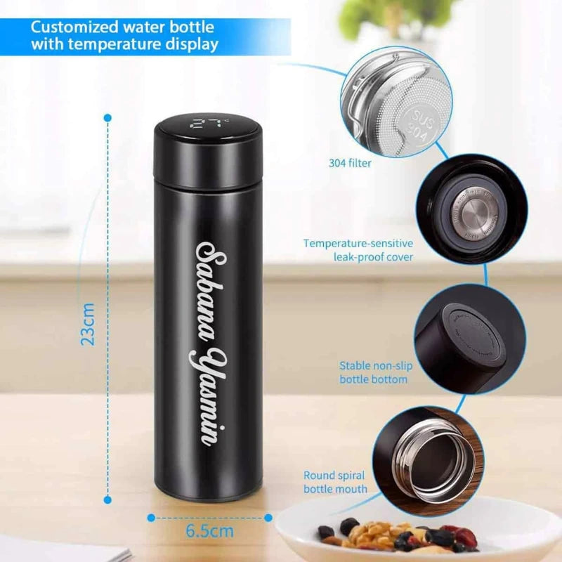 Personalized Water Bottle with Temperature display